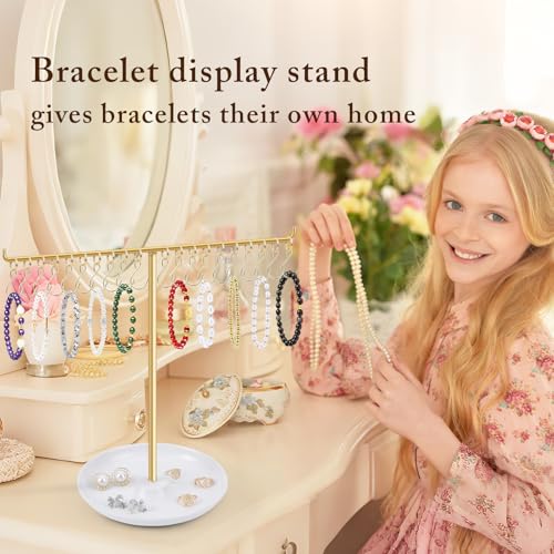 OAOLEER Bracelet Holder Display, Gold Jewelry Holder with 20 Movable Hooks Bracelet Stand Organizer, Jewelry Display Stand for Necklaces Bangles - size: 1 Tier-Gold