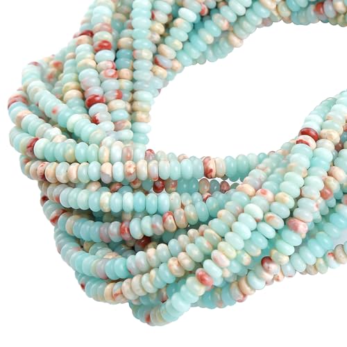 150PCS 2x4mm Blue Jasper Rondelle Beads Natural Abacus Disk Stone Beads Round Loose Spacer Gemstone Beads for DIY Bracelet Necklace Jewelry Making - color: Blue Jasper, size: 2x4mm Abacus Disk