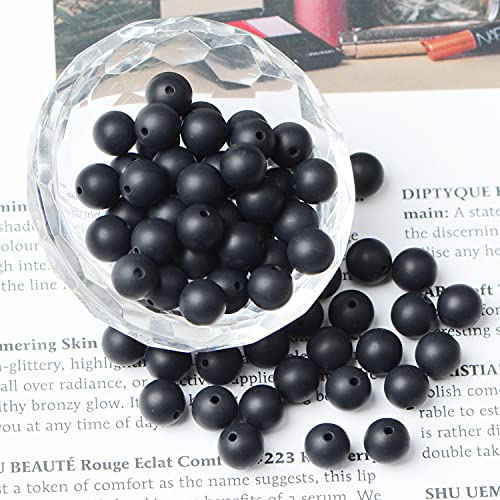 AD Beads 8mm Natural Round Loose Beads 110 Pieces, for Making 108 Mala Prayer Beads Necklace, Bracelet & Yoga Meditation, Jewelry Design (Matte Black Onyx) - color: Matte Black Onyx