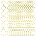 120Pcs Earring Hoops for DIY Jewelry Making - Hypoallergenic Earring Findings with Round, Square, Teardrop, Circle Shapes - Open Bezel Pendant Frame - color: Gold