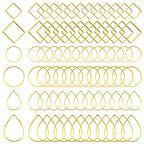 120Pcs Earring Hoops for DIY Jewelry Making - Hypoallergenic Earring Findings with Round, Square, Teardrop, Circle Shapes - Open Bezel Pendant Frame - color: Gold
