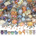 640pcs Shaped Animal Glass Beads for Jewelry Making, Shaped Cat/Rabbit/Duck/Bear/Dolphin Loose Spacer Beads for DIY Supplies Bracelets Necklaces Earrings - color: Animal style