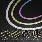 HARFINGTON Herringbone Necklaces Stainless Steel Snake Chain Necklace Adjustable Flat Chain for Women Jewelry Gift - color: Gold, size: 22" x 0.1"