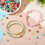 FASHEWELRY 500Pcs 7x3.5mm Flat Round Letter Beads Bulk Colorful Acrylic Beads with Golden Vowel Letter Bead Loose Spacer Alphabet Beads for Bracelets Earring Necklace Jewelry Making Supplies