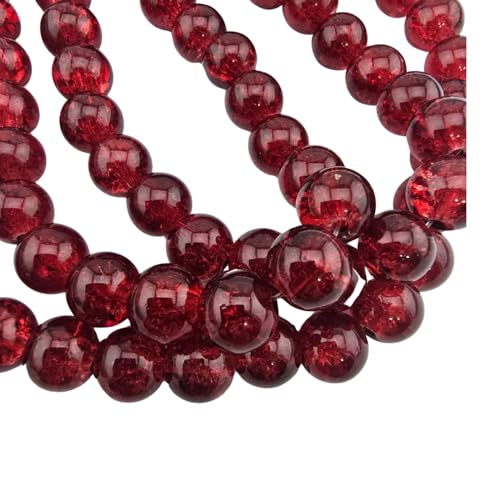 DandS ltd Crackle Lampwork Glass Beads for Jewelry Making, Ruby Red, Vibrant DIY Bracelets, Necklaces, Earrings, Beading Supplies & Craft Kits for Handmade Jewelry, 80pcs 0.39 inch (10mm), #J279-10 - color: Ruby Red
