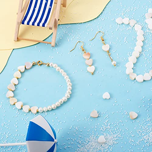 Fashewelry 44pcs Heart Freshwater Shell Beads Shell Heart Charm Sea Shells for Crafts Seashell Summer Ocean Beach Beads 8x8-9mm for Valentines Day Jewelry DIY Crafts Necklace Bracelet Earring - color: 1-Shell Color, 8x8-9mm