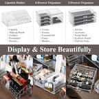 Sea Team 3-Layer Stackable Clear Makeup Organizer with Drawers, Acrylic Plastic Cosmetic Display Case, Jewelry Storage Box for Dresser, Bathroom, Vanity, Countertop (7 Drawers, 1 Lipstick Holder) - size: 7 Drawers, 1 Lipstick Holder