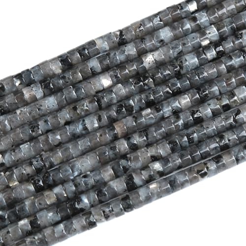 150pcs 2x4mm Natural Black Labradorite Stone Tube Shape Beads Loose Flat Round Cylinder Flat Spacer Black Stone Beads for Bracelet Earrings Jewelry Making - color: Black Labradorite, size: 2x4mm Tube shape