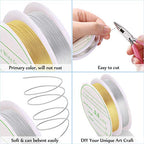 2 Pack Jewelry Craft Wire - 20 Gauge Tarnish Resistant Copper Beading Wire for Jewelry Making, 0.8mm X 3m Each (Gold, Silver) - color: Gold,Silver