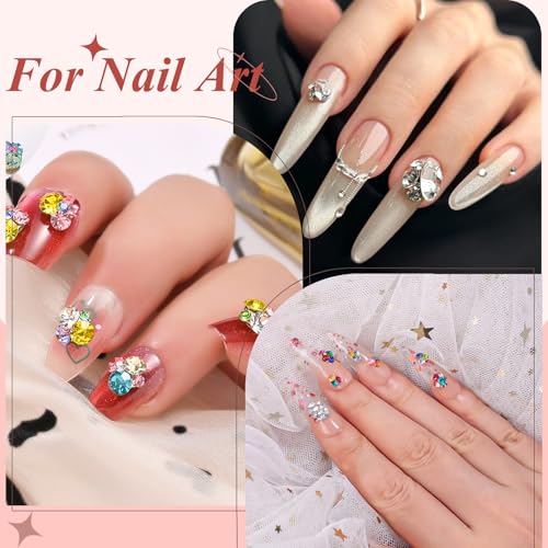 4200 Pcs Nail Art Rhinestones Kit,2-3mm Shiny Gold/Silver/Mixed Colors Rhinestones,3D Pointed Bottom Nail Gems with Tweezers and Dual-end Brush for Manicure DIY Crafts Face Makeup(26-K1-pointed-GS) - color: 26-K1-pointed-GS