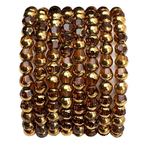 Glass Round Beads Yellow Octagon Faceted 6x5mm 100pcs Golden Edge Crystal Loose Beads for DIY Craft Jewelry Making - color: Yellow, size: 6*5mm