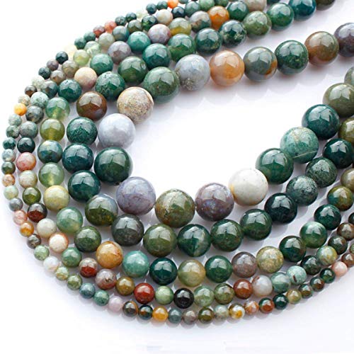 Natural Stone Beads 100pcs 10mm India Agate Round Genuine Real Stone Beading Loose Gemstone Hole Size 1mm DIY Smooth Beads for Bracelet Necklace Earrings Jewelry Making (India Agate, 10mm) - color: India Agate Green, size: 10mm