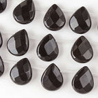 Cherry Blossom Beads Black Obsidian Beads 12x15mm Faceted Top-Drilled Teardrop - 12 pcs/ 8 Inch Strand - color: Black Obsidian