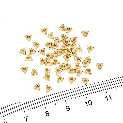 BEADIA 14K Gold Plated Triangle Spacer Beads 3.5x1.5mm 50pcs for Jewelry Making Findings Non Tarnish - color: 14K Gold, size: 3.5x1.5mm Triangle