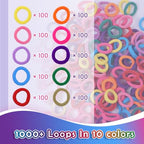 FUNiOi 1000 PCS Cat Weaving Loom Refill for Bracelet Making Kit, DIY Arts and Crafts Supplies, Baby Hair Ties for Girls Ages 6-12, Gift Idea for Kids and Beginners - size: Loom Loops Refill
