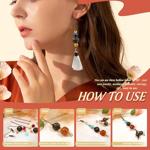 TOAOB 100pcs 10mm Antique Bronze Filigree Hollow Ball Beads Round Metal Loose Spacer Beads for DIY Crafts Bracelets Necklaces Earrings Jewelry Making - color: Antique bronze, size: 10mm