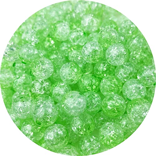 200pcs Crackle Acrylic Beads 10mm Crystal Round Crafts Bulk Spacer Beads for Jewelry Making Necklace Bracelet Earrings DIY Jewelry Decoration(Light Green) - color: Light Green, size: 10mm