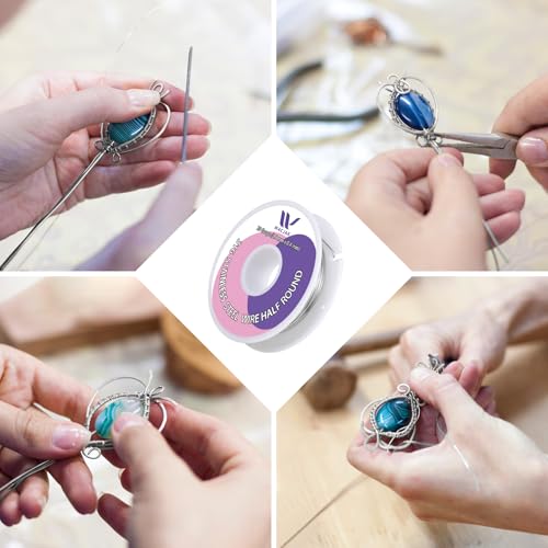 20 Gauge Half Hard 316 Stainless Steel Half-Round Wire 0.8x0.4mm 45 Ft – Durable, Ideal for Jewelry, Crafts & Industrial Use - color: 20 Gauge/0.8x0.4mm
