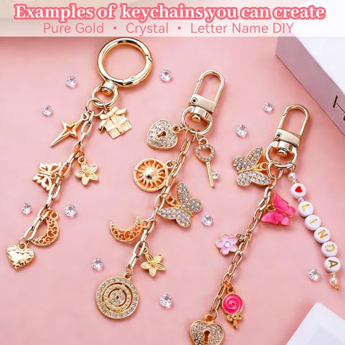 Wurosi 773 Pcs Beaded Keychain Making Kit, Bag Charm Kit, with Chains, Charms & Letter, Key Chain Hooks, Jump Rings, Manual, Gift Bgas, Storage Box & Tools, DIY Crafting and Jewelry Making for Adult - color: 773PCS Keychain Making Kit