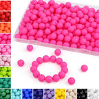 MAIBAOTA 120 Pcs Hot Pink Silicone Beads - 15 mm Round Beads for Keychain, Pens, Bracelet, Necklace Making - Bulk Pack with Boxed Kits - color: Hot pink
