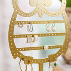 NIKKY HOME Earring Holder Hanging Organizer Stand Metal Jewelry Tree Table Top Owl Ear Stud Holder Tower Rack with Ring Tray for Girls (134 Holes), Gold - color: Gold