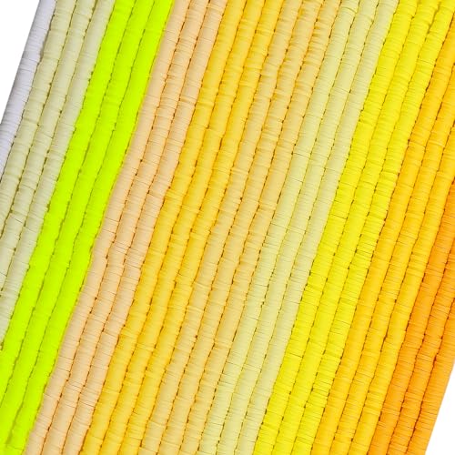 JMUQ 28 Strands Yellow Clay Beads Bracelet Making Kit, Friendship Preppy Flat Polymer Clay Heishi Beads for Bracelets Jewelry Making Kit, DIY Arts and Crafts Gifts - color: Yellow Series