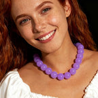 Chunky Acrylic Resin Beaded Necklace for Women Colorful Large Round Choker Adjustable Stack Acrylic Beads Necklace Resin Summer Party Jewelry - style: Purple