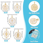 Craftdady Golden Plated Enamel Pendants White Oval Flat Round Dangle Charms for DIY Earrings Necklace Bracelet Making - color: Golden Virgin Mary-5 Styles