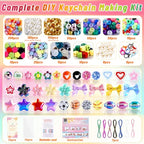 TOHONGADON 883 PCS Bead Keychain Making Kit, Colorful Bead Keychain Kits, DIY Bag Charm Kit, with Video Manual Gift Bags, Perfect for Gifts Party Festival Family Activity - color: 883 Pcs Beads
