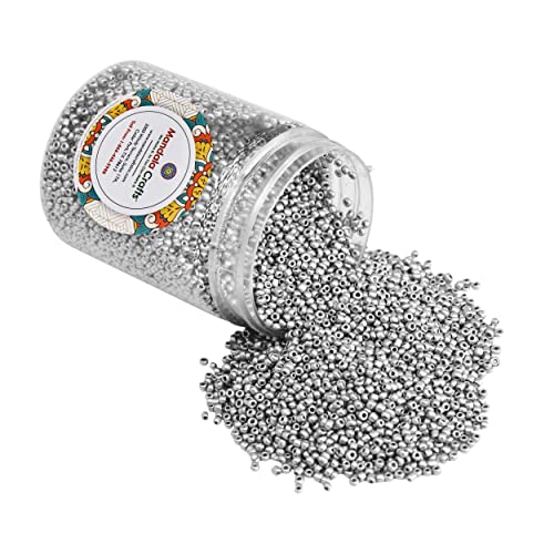 Mandala Crafts 8/0 Glass Seed Beads for Beadwork – 6000 Pcs 3mm Metallic Silver Round Small Rocaille Beads for Jewelry Making, Necklace Bracelet Earring Craft Supplies - color: Metallic Silver, size: Round 8/0 Or 3 Mm