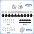 320pcs Rhinestone Beads for Jewelry Making, 10mm Black and White Beads Disco Ball Chunky Crystal Bead, Rhinestone Bubblegum Round Bead for DIY Bracelets Necklace Earring Supplies - color: black and white
