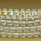 Angelstones Handmade Natural Healing Gemstone 6mm Round Beads Stretch Crystal Bracelet 7 Inch Unisex - color: Aqua Aura Clear Quartz