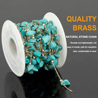 KYUNHOO 16.4 Feet/5M Gold Plated Chains for Jewelry Making Turquoise Blue Natural Stone Chain Spool Brass Necklace Jewelry Bulk for Bracelet Ankle Crafting Finding Supplies - color: Natural Stone-Blue