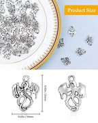 JIALEEY 50PCS Dragon Charm Flying Courage Pendant for DIY Jewelry Making Necklace Bracelet Accessaries, Antique Silver 21x16mm