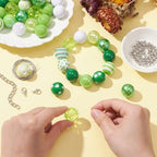 DanLingJewelry 50Pcs 20mm Green Round Bubblegum Beads Green St. Patrick's Day Beads Acrylic Round Ball Beads for Jewelry Making Bracelet - color: 50pcs - green