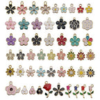 WOCRAFT 100 Pcs Assorted Gold Plated Mixed Enamel Flower Charms for Jewelry Making Necklace Bracelet Earring (M304)