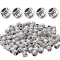 BronaGrand 100pcs Tibetan Silver Spacer Beads Large Hole Beads Charms Hollow Tube Bead for DIY Necklace Bracelets - color: Silver
