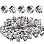 BronaGrand 100pcs Tibetan Silver Spacer Beads Large Hole Beads Charms Hollow Tube Bead for DIY Necklace Bracelets - color: Silver
