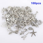 CHuangQi 100pcs Bulk Lots Jewelry Making Charms, Mixed Smooth Metal Charms, Pendants Bracelet Necklace Jewelry Making and DIY Craft Accessories - color: Silver