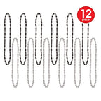 Party Beads - Small Round - size: 12-Pack, style: Black & Silver (12-Pack)