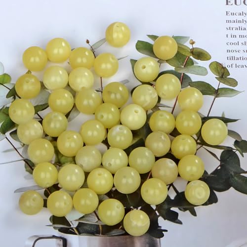 HAAMIIQII 8mm Natural Yellow Lemon Jade Beads Round Gemstone Loose Beads for Jewelry Making 2 Strands (92-96pcs) - color: Yellow Lemon Jade, size: 8mm (92-96pcs)