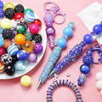 305Pcs 20mm Beads for Pens Making with Rondelle Spacer Beads Mixed Acrylic Focal Bubblegum Bead Crystal Round Sparkly Chunky Bead for Pens Beadable Necklace Keychain DIY Craft Jewelry Making Supplies - color: Rainbow