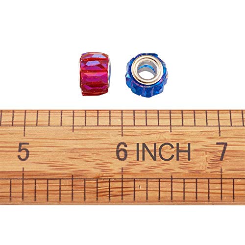 Cheriswelry 100pc Faceted Column European Large Hole Beads AB Color Transparent Resin Crystal Loose Spacer Slide Charms European Bracelet Beads for DIY Snake Chains Earring Jewelry Making 11.5x8mm - color: Faceted -Column