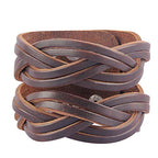 GelConnie Leather Cuff Bracelet Punk Braided Bracelets Rock Leather Wristbands Faux Mens Leather Bracelet Gothic Viking Bangle Adjustable Wrap Bracelet for Women,Men - color: Style LPB303-Brown