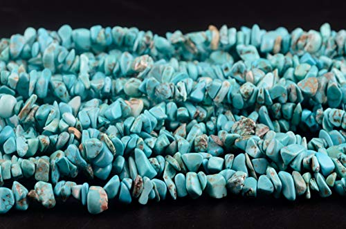 Chip Stone Beads Turquoise 5-8mm About 400 Pieces Irregular Gemstones Healing Crystal Loose Rocks Bead Hole Drilled DIY for Bracelet Jewelry Making Crafting (5-8mm, Turquoise) - color: Turquoise