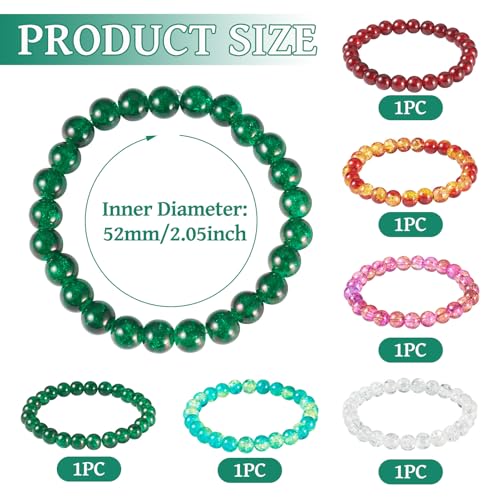 Elecrelive Glass Round Beaded Bracelet Set Clay Beaded Bracelets Stretch Bracelets - color: Mix Colors, Christmas