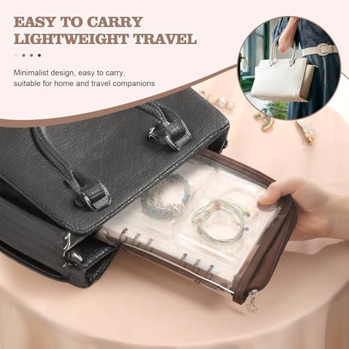 Jewelry Organizer Case Travel Jewelry Storage Bag Clear Jewelry Rolls (Light Brown,With 52 PCS Bracelet Pouches) - color: Light Brown,With 48 PCS Bracelet Pouches