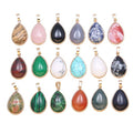 QSLLER 6pcs Natural Stone Pendants,Water Drop Shape Natural Semi-precious Stone Pendants Charms for DIY Jewelry Making Necklace Bracelet
