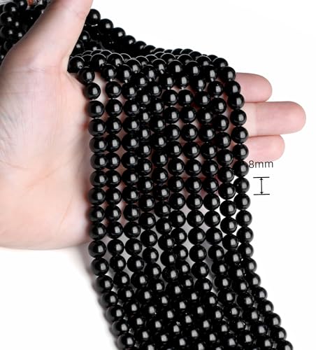Obsidian 8mm Beads 100Pcs Natural Obsidian Stone Black Beads Loose Round Gemstone Crystal Bead for DIY Bracelet Necklace Jewelry Making - color: A-Black Obsidian, size: 100pcs