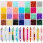 shynek 4800 Pieces 2x4mm Glass Rondelle Seed Beads for Jewelry Making, 28 Colors Small Beads for Bracelets, Embroidery, Crochet Craft Projects